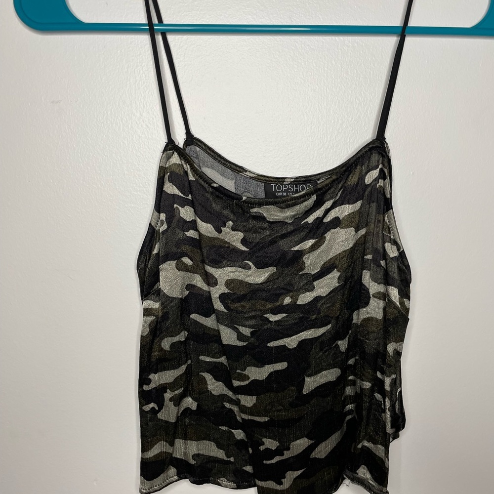 Topshop silk camo crop top